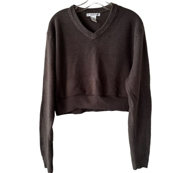 Custom Cropped Geoffrey Beene Sweater Large Soft Thermal Texture Brown - Picture 1 of 7